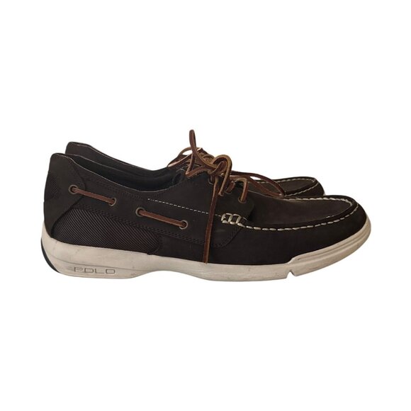 Polo Ralph Lauren Carrick Mens Brown Leather Boat Shoes Size 12D - Picture 1 of 11